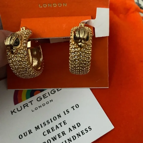 NWT Kurt Geiger Gold Eagle Head Hoop Earrings